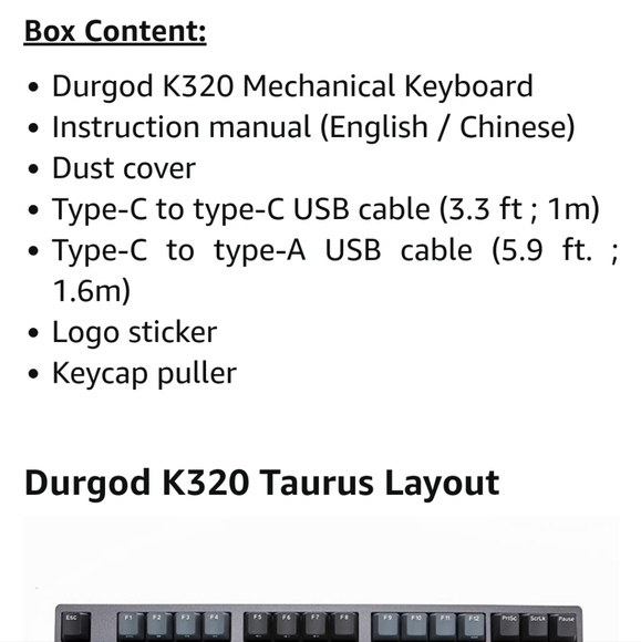 Durgod Taurus K320 TKL Mechanical Keyboard D4:8:622 - Picture 11 of 12